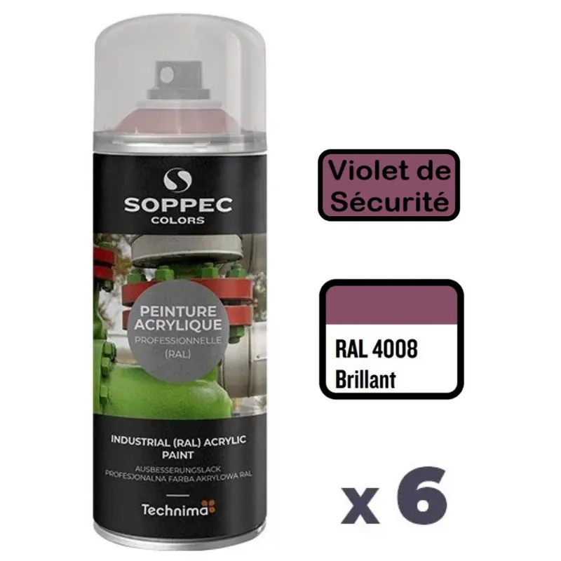 6 Peintures Acryliques Aérosol 520 ML Violet Sécurité – 4008 Acheter Direct