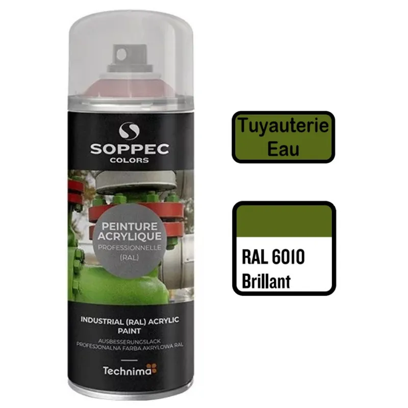 Peinture Acrylique Aérosol 520 ML Vert 6010 - Eau Acheter Direct