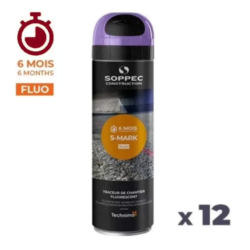 12 Traceurs De Chantier Aérosol 650ML – Longue Durée Maxi 6 Mois Violet Fluo Achat Immédiat