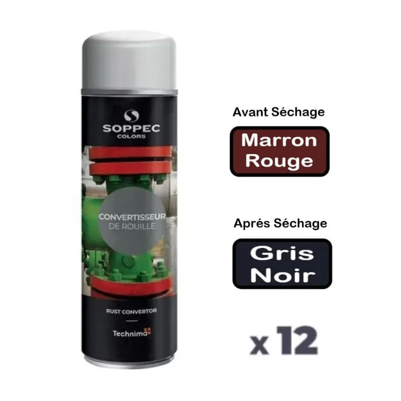 12 Convertisseurs de Rouille + Apprêt Aérosol 650ML – Brun Offre Du Jour