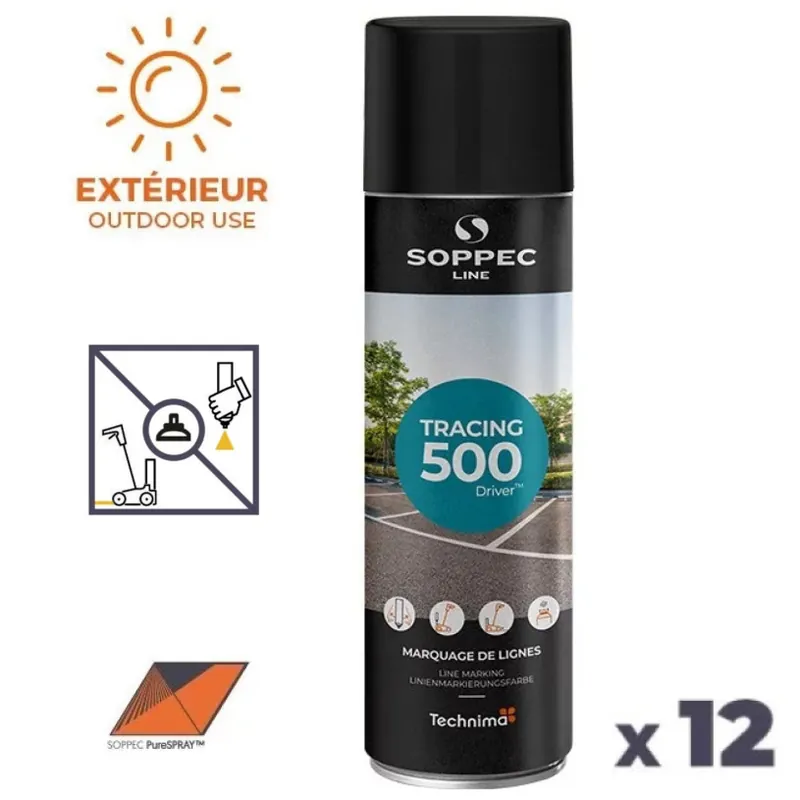 Offre Du Jour 12 Traceurs de Lignes Aérosol 650ML – Intérieur/Extérieur Noir