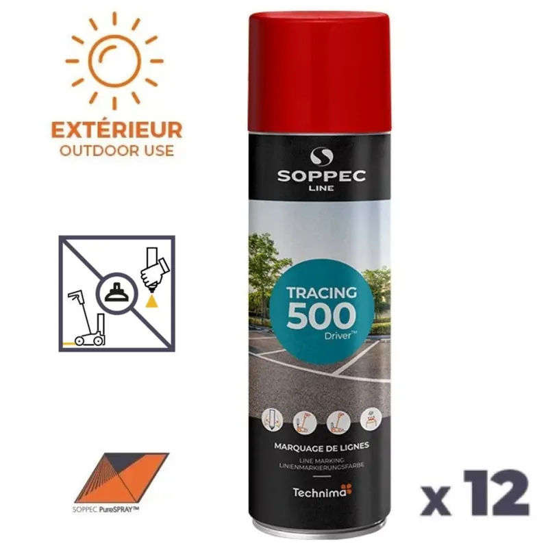 12 Traceurs de Lignes Aérosol 650ML – Intérieur/Extérieur Rouge Solde
