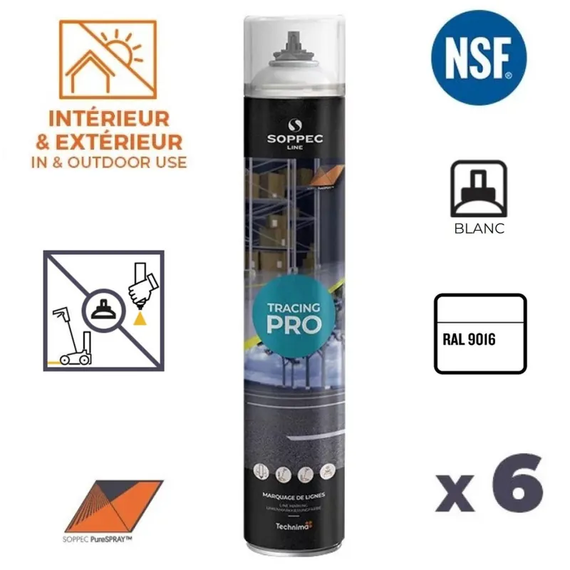 Livraison Express 6 Traceurs de Ligne Aérosol 1000ML - Intérieur/Extérieur - PureSPRAY? Blanc - RAL 9016