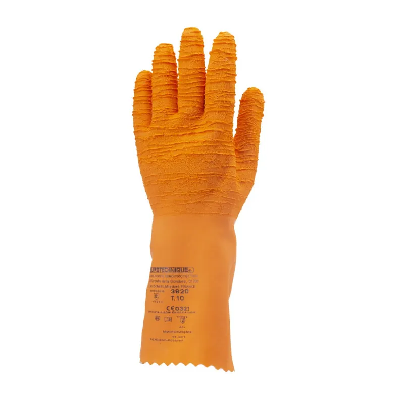 Vente Directe Gant Chimique Enduit Latex Paume Crépée – 34 Cm – EUROCHEM L3820 – Taille 09