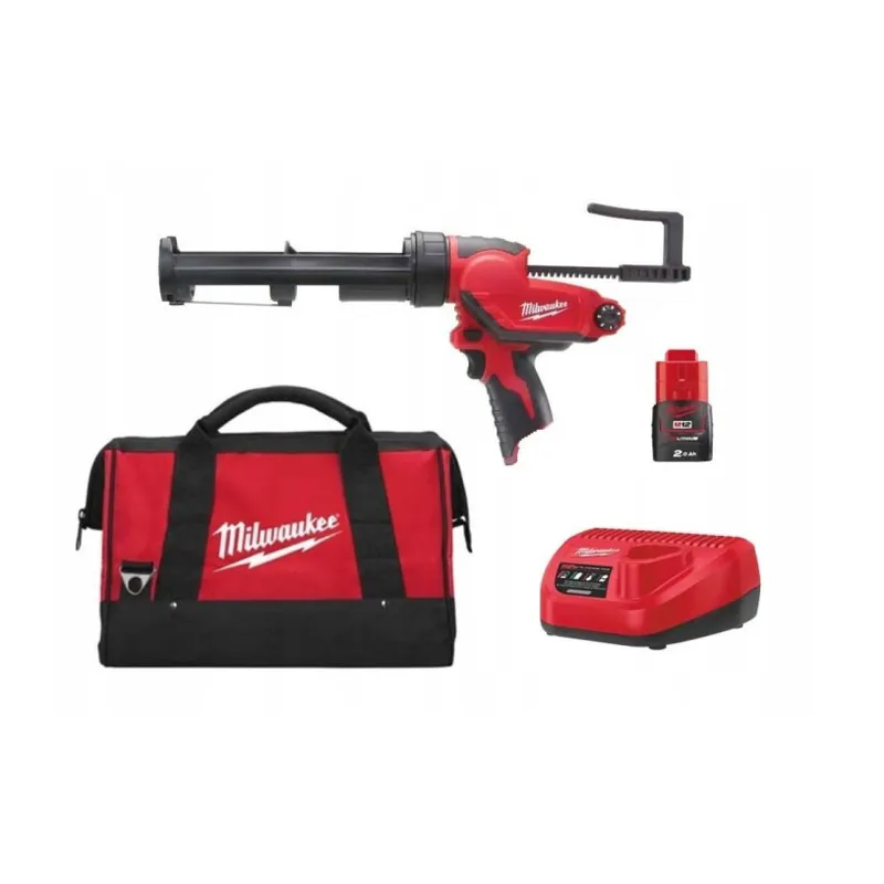 Pistolet Colle Milwaukee? 12 V - Cartouche 310ML - 1 Batterie 2,0Ah + Chargeur + Sac Transport - M12 PCG310C-201B Haute Qualité