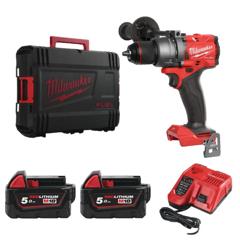 Jusqu'à épuisement Des Stocks Perceuse Visseuse Milwaukee? 18 V Mandrin 13MM - 158 Nm + HD Box - 2 Batteries 18V/5,0Ah + Chargeur - M18 FDD3-502X