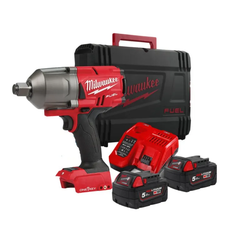 Paiement Sécurisé Boulonneuse Choc ONE-KEY Milwaukee? 18 V ?" - 1423 Nm + HD Box - 2 Batteries 18V/5,0Ah + Chargeur - M18 ONEFHIWF34-502X