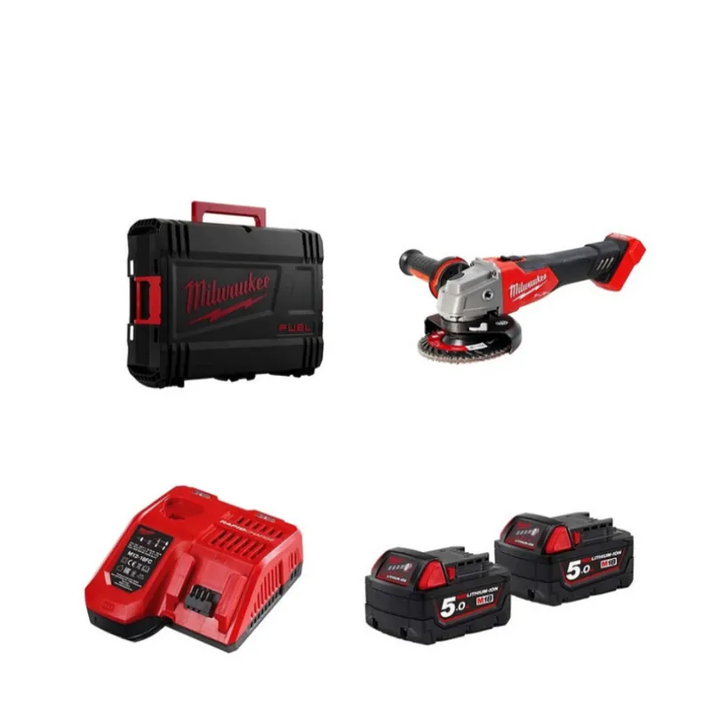 Meuleuse Angulaire ?125 MILWAUKEE? 18 V - ± 1200W + HD Box - 2 Batteries 18V/5,0Ah + Chargeur - M18 FSAG125X-M18B5 Dernière Chance
