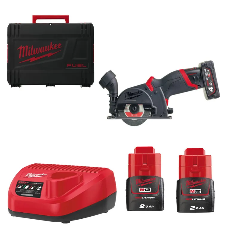 Offre Limitée Meuleuse Scie ? 76 Milwaukee? 12 V - Multi-Matériaux - 2 Batteries 2,0Ah + Chargeur + HD Box - M12 FCOT-422X