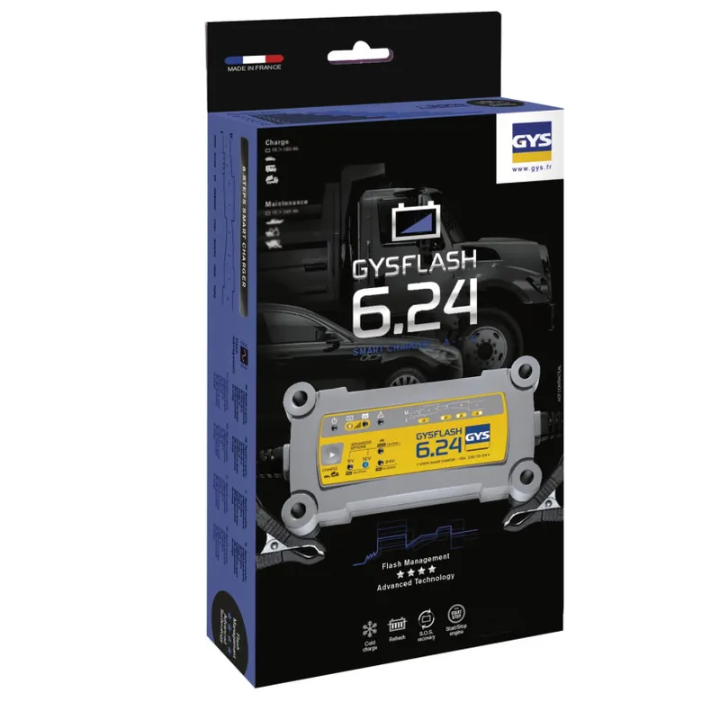 Chargeur Batterie 12 Volts Inverter Automatique Monophasé GYS? – Capacité 1,2>170Ah – GYSFLASH 6.24 Promotion
