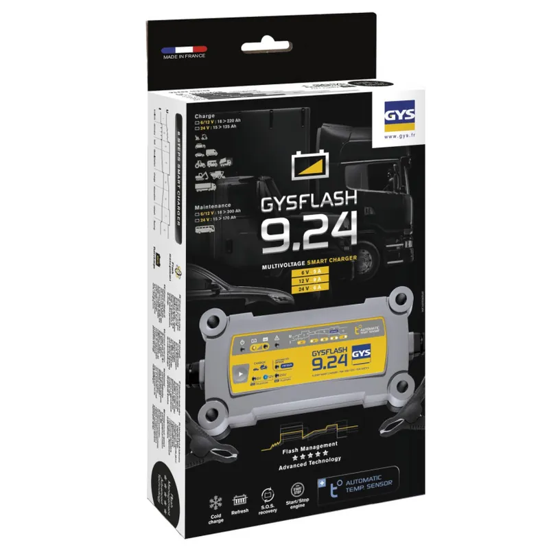 Chargeur Batterie 12 Volts Inverter Automatique Monophasé GYS? – Capacité 18>300Ah – GYSFLASH 9.24 Marque