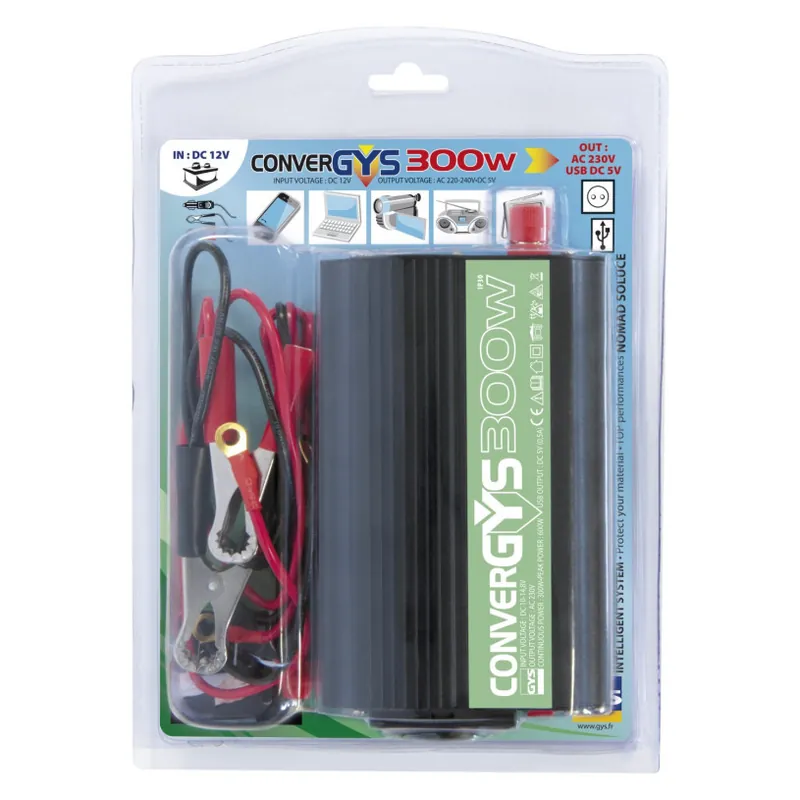 Convertisseur de Tension Gys? – Entrée 12VDC > Sortie 230VAC – 300 Watts – Convergys 300 Offre Spéciale