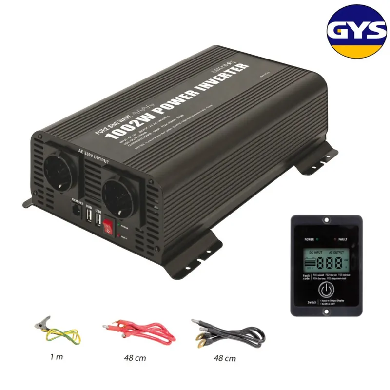 Convertisseur de Tension Gys? – Entrée 12VDC > Sortie 230VAC – 1000 Watts – PSW 1002W RC-12 Authentique