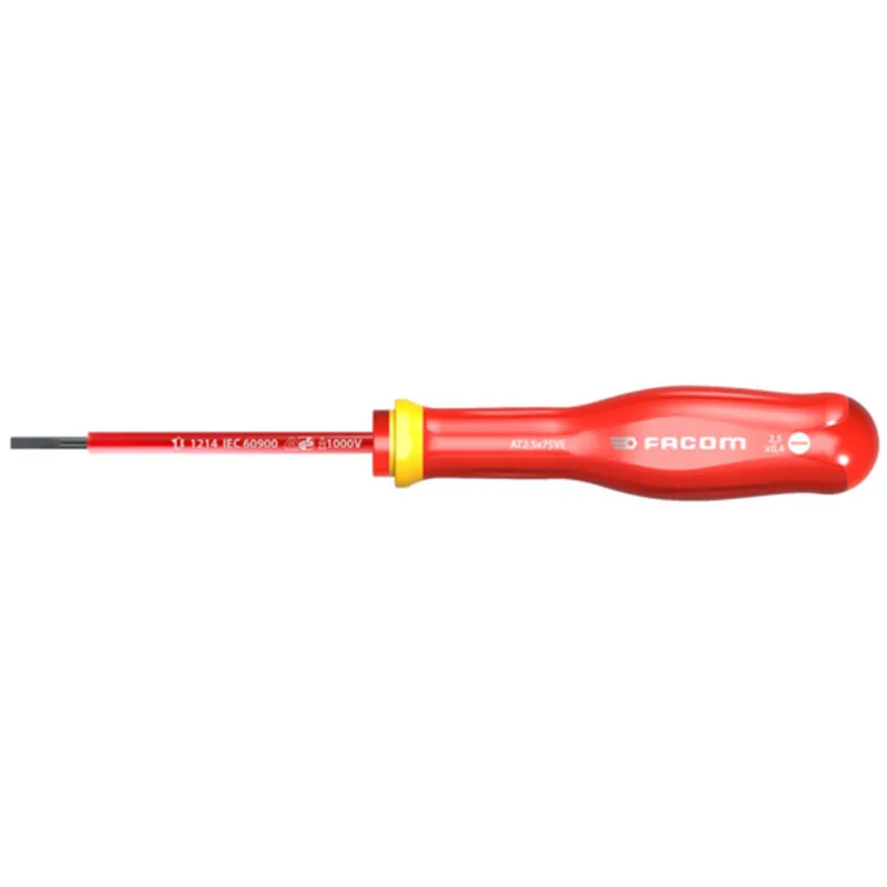 Tournevis Plat Lame Isolée 1 000 Volts FACOM PROTWIST? – Fente 2,5X0,4 – Lame 75MM – AT2.5X75VE Jusqu&rsquo;à épuisement Des Stocks