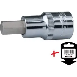 Douille tournevis 1/2‘‘ 6 pans CHROMEplus, courte, 4mm - sur carte Prix Réduit
