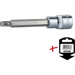 Douille tournevis 1/2‘‘ TORX percé CHROMEplus,longue, TB10 - sur carte Must-Have