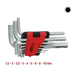 Jeu de clé male, 6 pans, 9 pcs..1,5-10mm Meilleur Choix