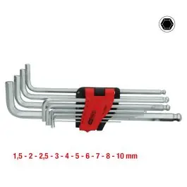 Marque Jeu de clé male, 6 pans 10pcs. extra-longues