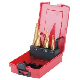 Offre Du Jour Coffret de forets étagés HSS TiN, en box PVC 3 pcs