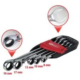 Jeu de clés mixtes à cliquet réversible GEARplus, 5 pcs. 8-19mm Acheter Direct