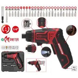 Coffret mini-visseuse sur batterie eMONSTER 1/4", 27?pcs Satisfait Ou Remboursé