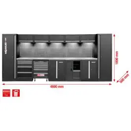 Achat Immédiat Système d’armoire d’atelier, droit, 4600 x 500?mm, variante?2