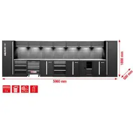 Système d’armoire d’atelier, droit, 5960 x 500?mm, variante?1 Petit Prix