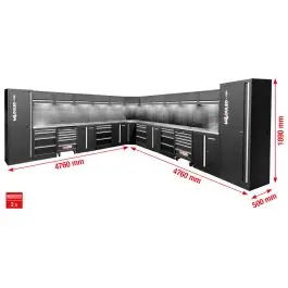 Bon Plan Système d’armoire d’atelier, forme en L, 4760 x 4760?mm