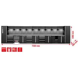 Système d’armoire d’atelier, droit, 7320 x 500?mm, variante?1 Commande En Gros