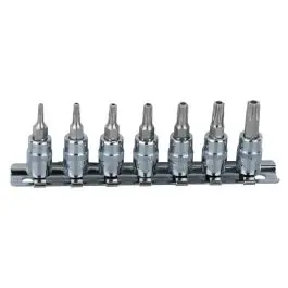 Promotion Jeu de douilles tournevis 1/4‘‘ TORX percé CHROMEplus, 7 pcs. TB10-TB40