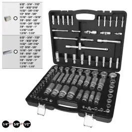 Jeu de clés à douille 1/4‘‘ +3/8‘‘ +1/2‘‘ , 82?pcs, dimensions en pouces Expédié Aujourd&rsquo;hui