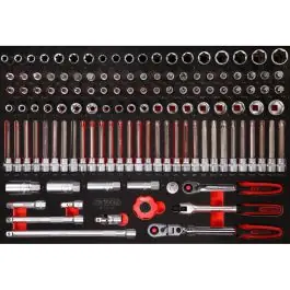 Commander Maintenant Jeu de clés à douille 3/8‘‘ dans module en mousse, 124?pcs